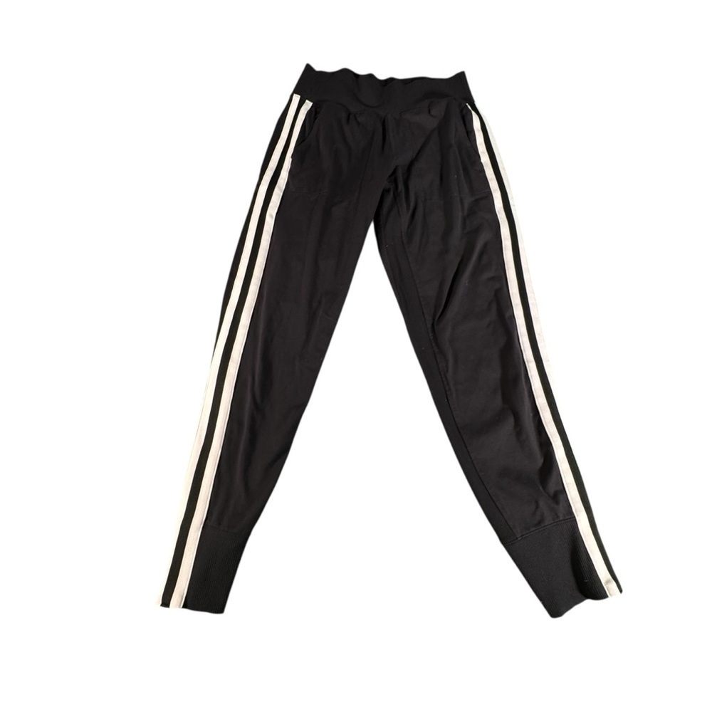 Athleta Side Stripe Jogger Pants Black White Women's Size S Stretch